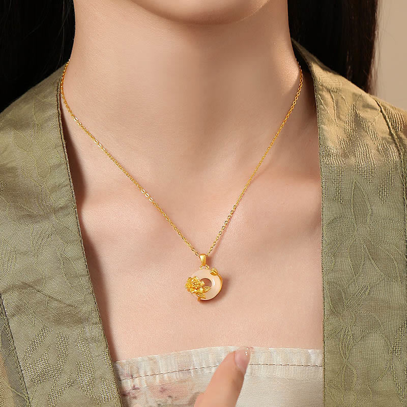 Buddha Stonesカルセドニー 925スターリングシルバー ピース平和のお守りチャームフラワーネックレスペンダント - image 13