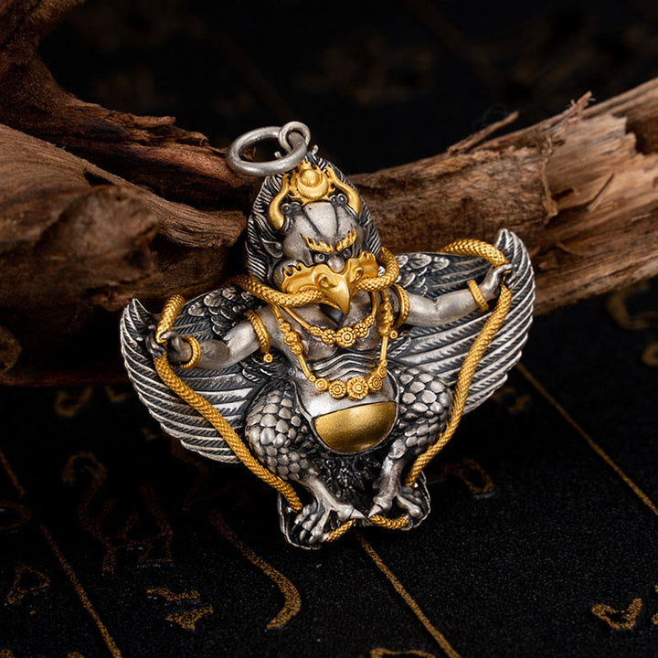 Buddha Stones925スターリングシルバー チベットガルーダ鳥 知恵のネックレスペンダント
