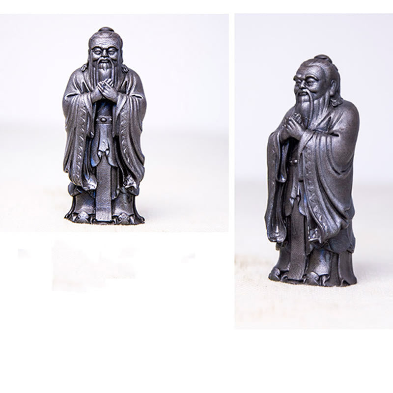 Buddha Stones手作り 孔子 鉄粉 錆 鋳造 樹脂 像 家の装飾
