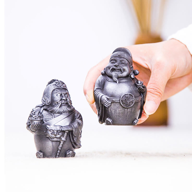 Buddha Stones手作り 文武両道 富の神 鉄粉 錆 鋳造 樹脂 像 家の装飾