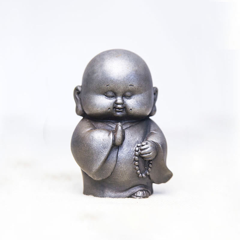 Buddha Stones手作り 小さな僧侶 鉄粉 錆 鋳造 樹脂 像 家の装飾