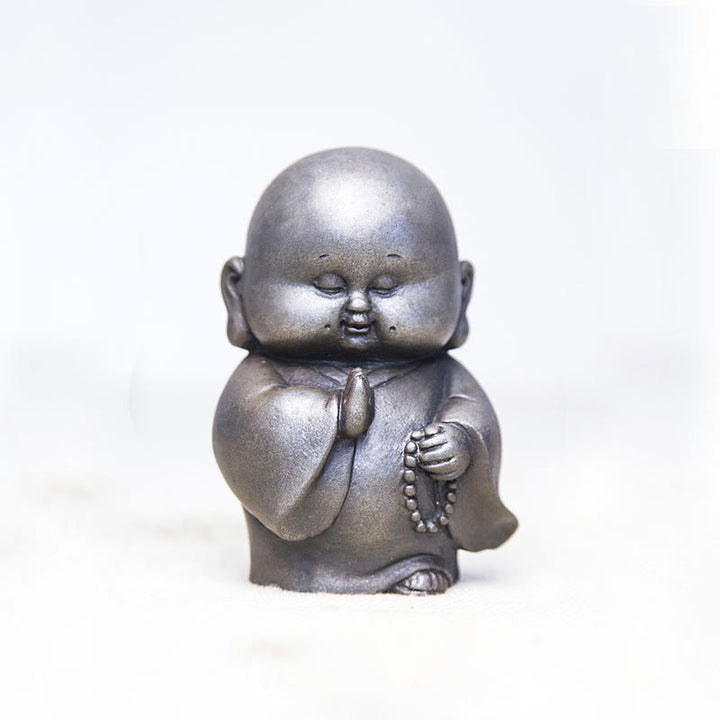 Buddha Stones手作り 小さな僧侶 鉄粉 錆 鋳造 樹脂 像 家の装飾