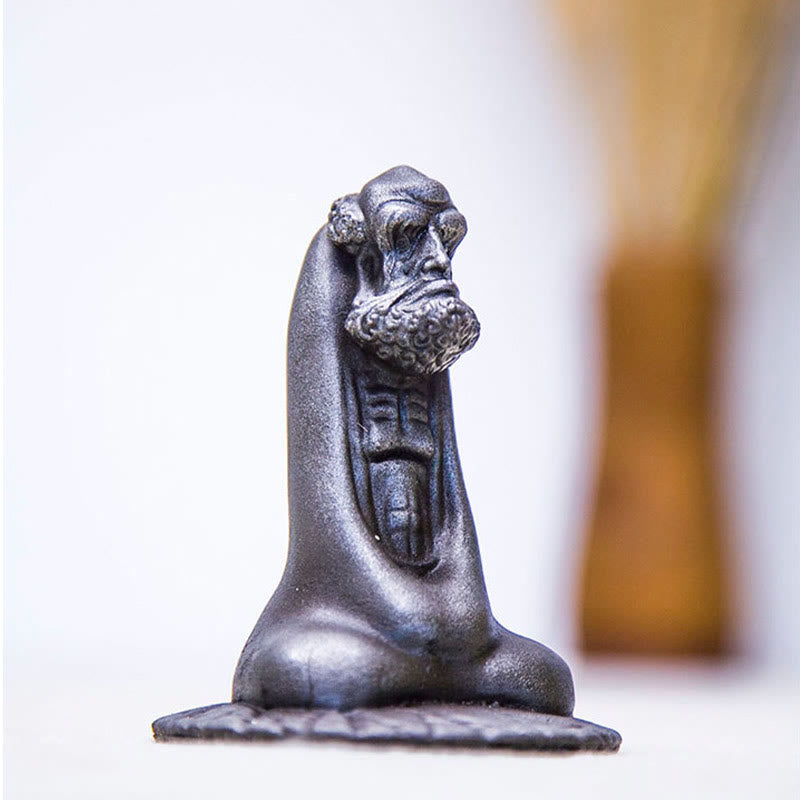 Buddha Stones手作り 達磨 鉄粉 錆 鋳造 樹脂 像 室内装飾
