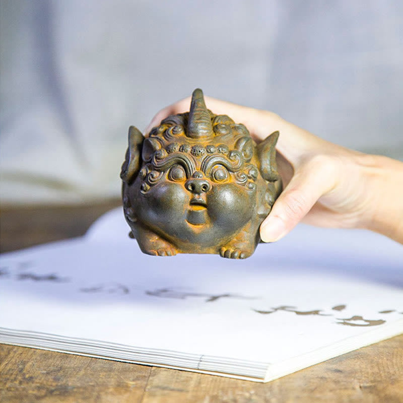 Buddha Stones手作り 富 貔貅 鉄粉 錆 鋳造 樹脂 像 家の装飾 - image 6
