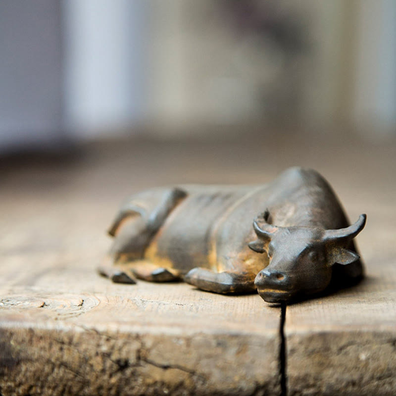 Buddha Stones手作り 小型 水牛 雄牛 鉄粉 錆 鋳造 樹脂 像 家の装飾