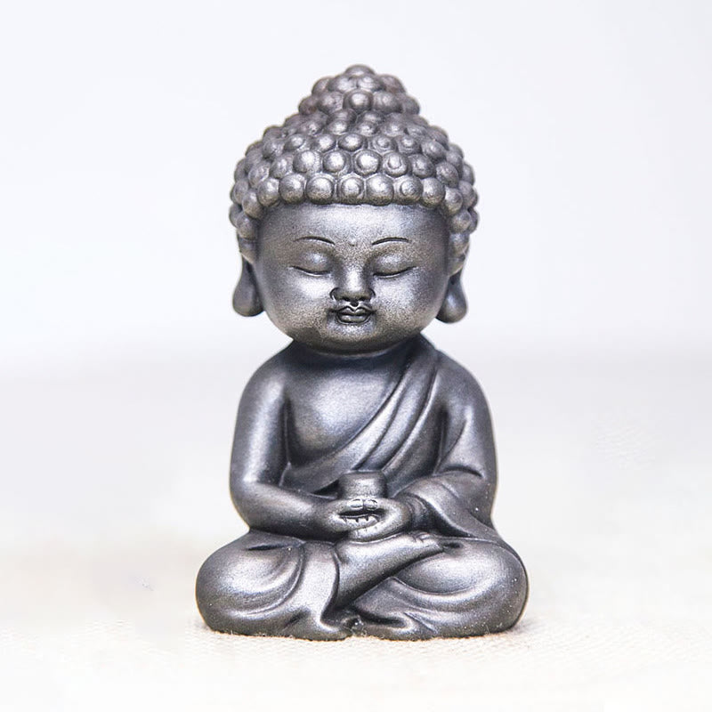 Buddha Stones手作り地蔵観音観音観音菩薩如来鉄粉錆キャスト樹脂像家の装飾 - 磨き上げられたバージョン - 如来像 11.5×7.1×5.5cm - image 28