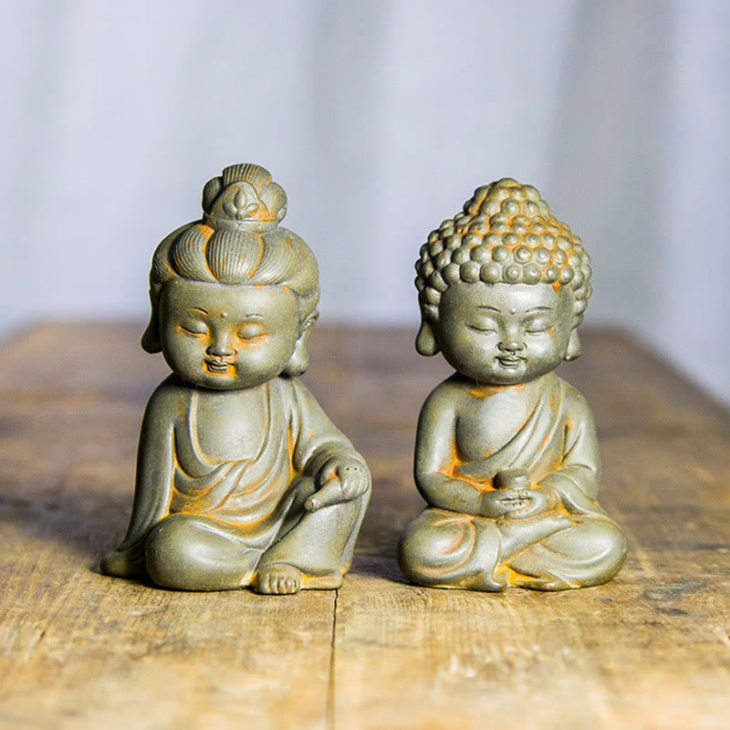 Buddha Stones手作り地蔵観音観音観音菩薩如来鉄粉錆キャスト樹脂像家の装飾 - image 18