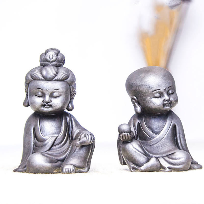 Buddha Stones手作り地蔵観音観音観音菩薩如来鉄粉錆キャスト樹脂像家の装飾 - image 35