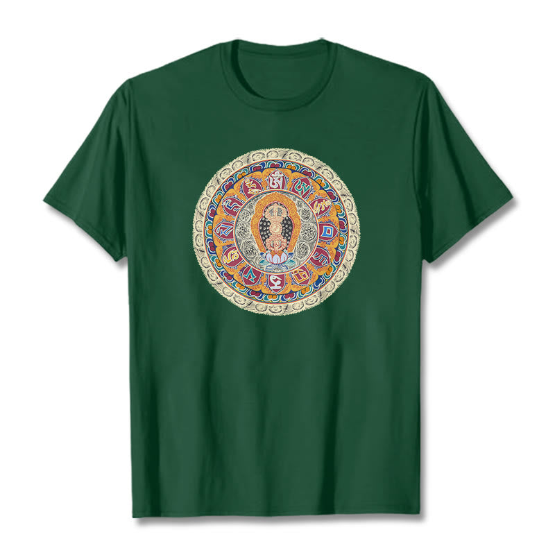 Buddha Stonesドルジェ金剛曼荼羅仏コットンTシャツ - フォレストグリーン - 2XL - image 8