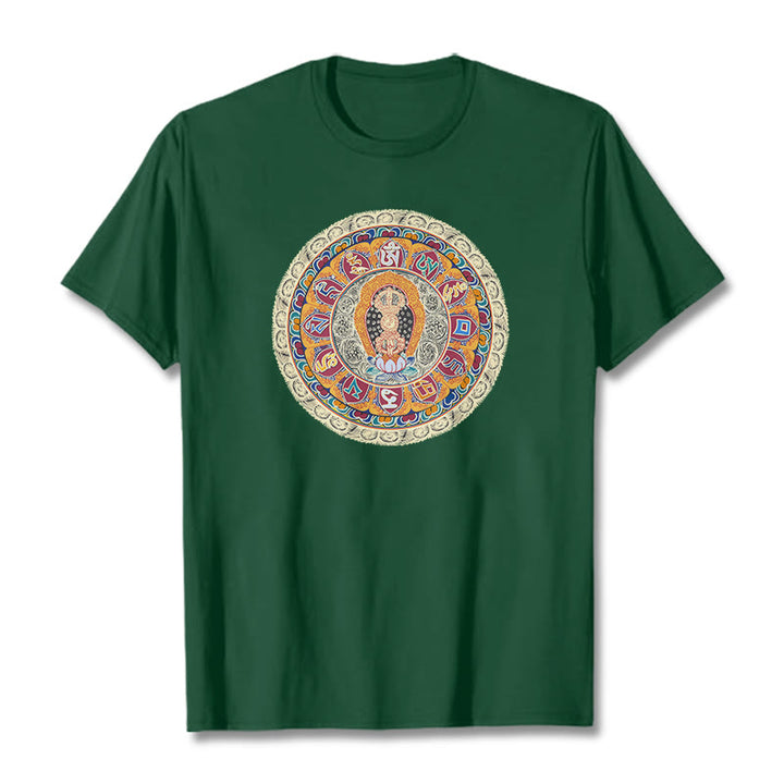 Buddha Stonesドルジェ金剛曼荼羅仏コットンTシャツ - フォレストグリーン - 2XL - image 8