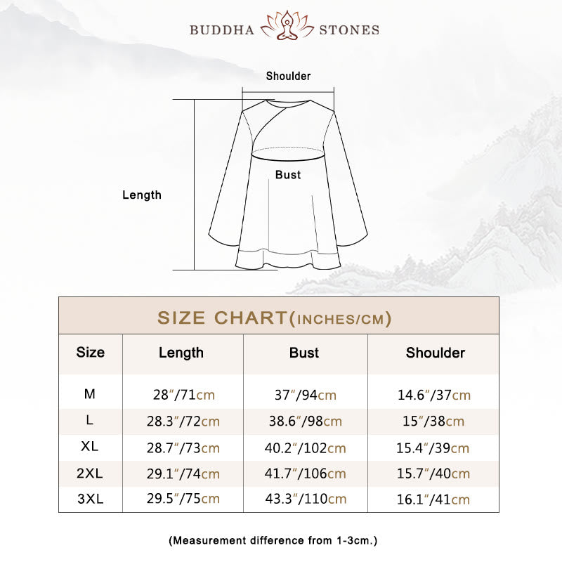 Buddha Stones 2点セット 七分袖 長袖シャツ ワイドレッグパンツ 瞑想用 コットンリネン 衣類 レディース セット - image 4