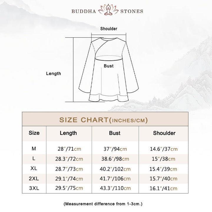 Buddha Stones 2点セット 七分袖 長袖シャツ ワイドレッグパンツ 瞑想用 コットンリネン 衣類 レディース セット - image 4