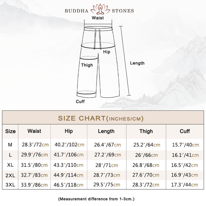 Buddha Stonesメンズ 無地 ラミーリネン ドローストリング クロップドパンツ ポケット付き - image 5
