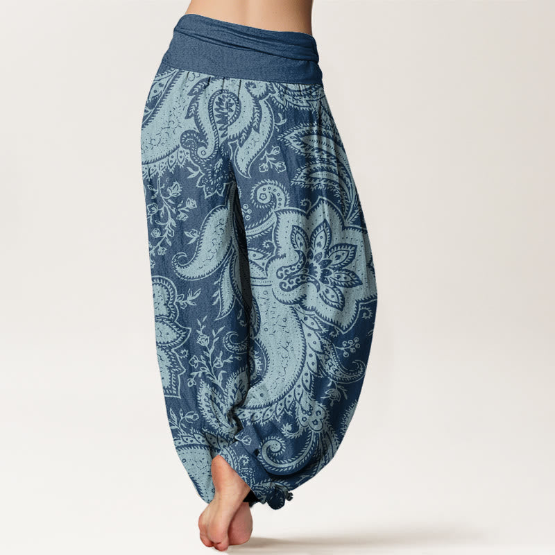 Buddha Stones、花、ペイズリー柄、レディース 伸縮性ウエスト ハーレムパンツ - image 2