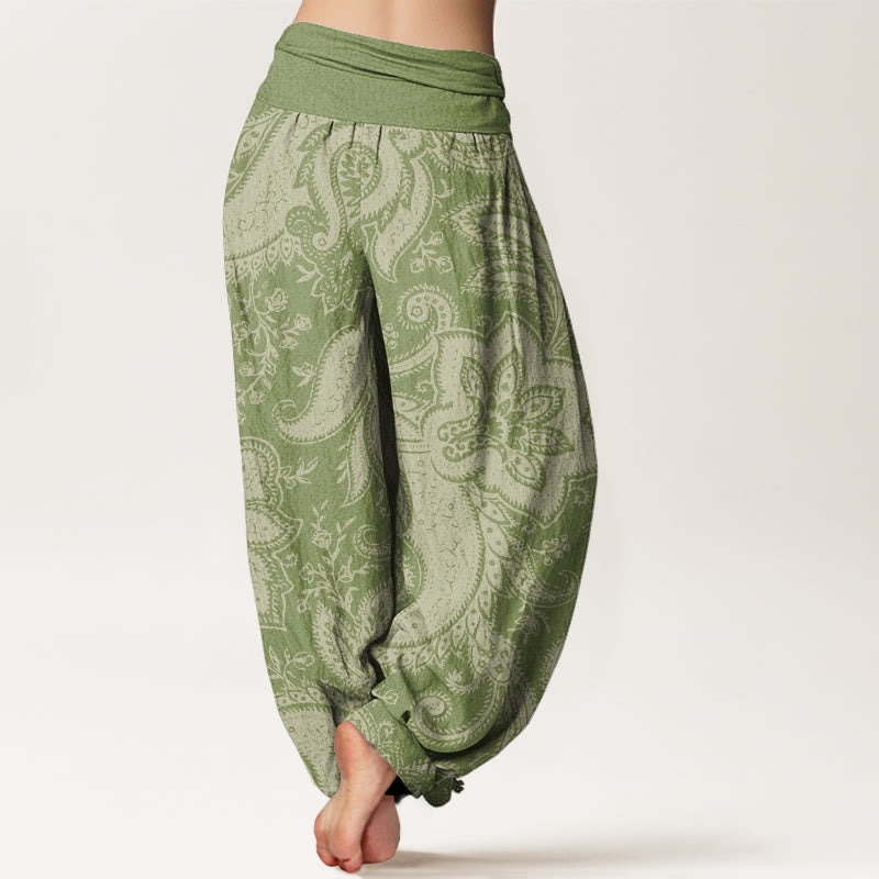 Buddha Stones、花、ペイズリー柄、レディース 伸縮性ウエスト ハーレムパンツ - image 10