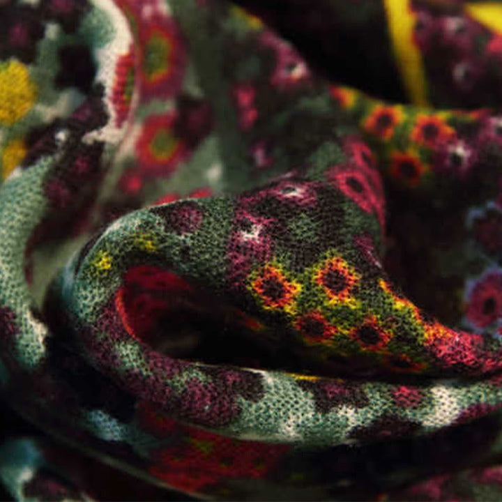 Buddha Stonesチベット ヴィンテージ 宮殿 油絵 花 ショール 冬 快適 旅行用 スカーフ ラップ - image 4