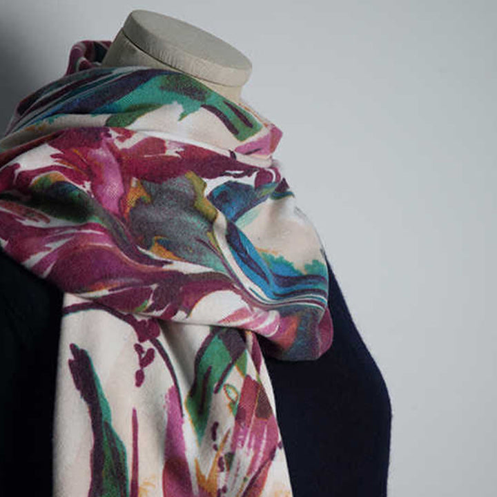 Buddha Stonesチベットの甘いカラフルな花柄ショール秋冬ソフトスカーフラップ - image 5