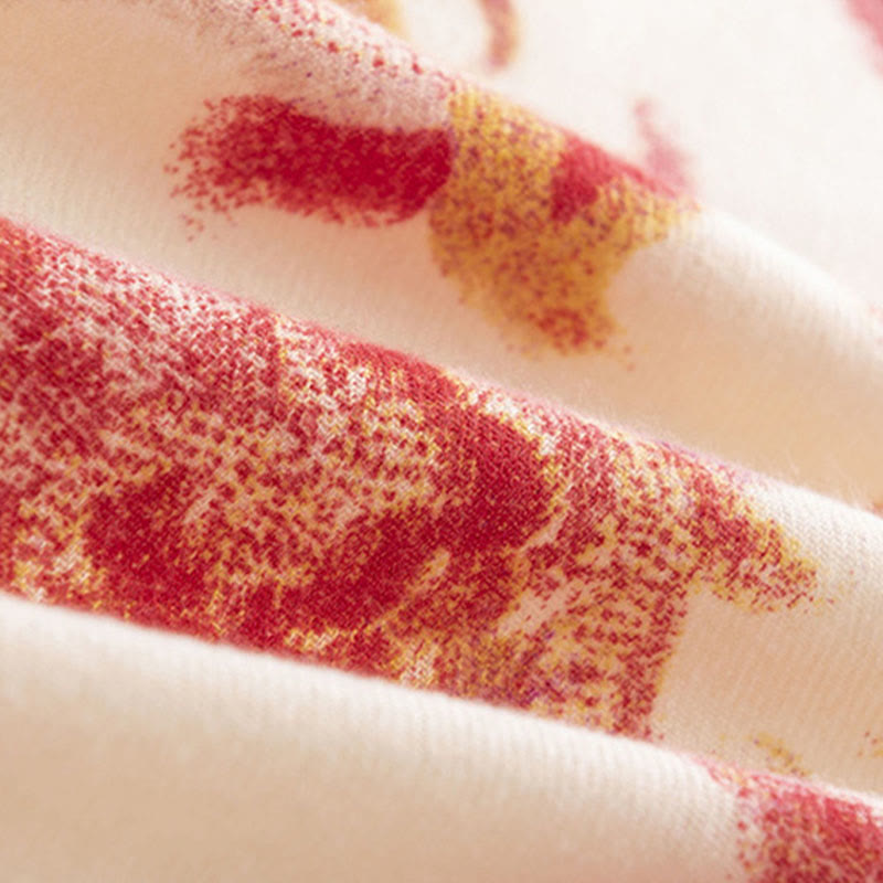 Buddha Stonesチベット赤花柄ショール 秋冬 ソフト 暖かい スカーフ ラップ - image 14