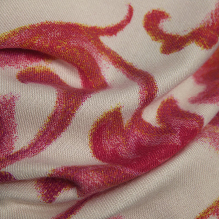 Buddha Stonesチベット赤花柄ショール 秋冬 ソフト 暖かい スカーフ ラップ - image 10