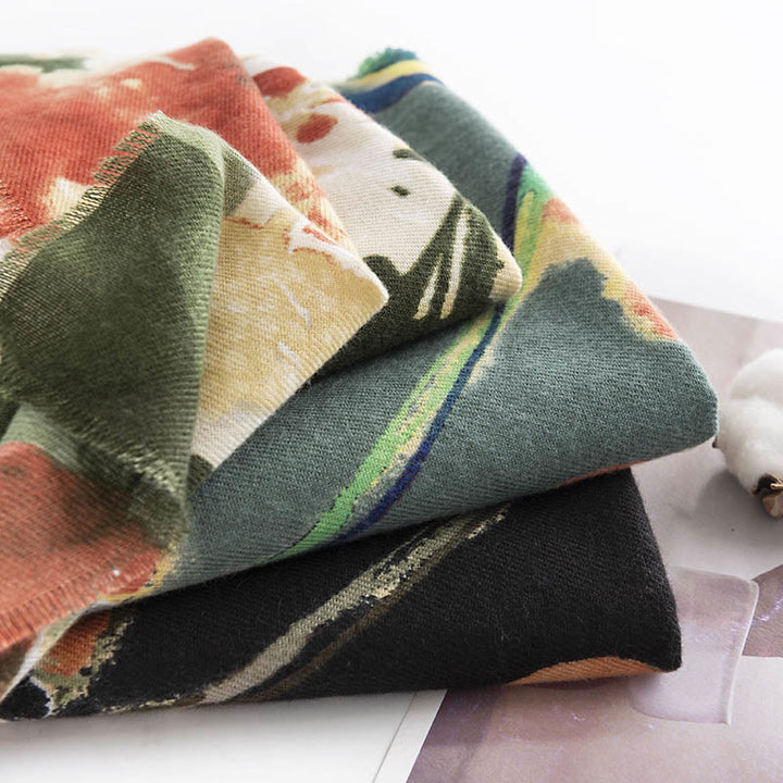 Buddha Stonesチベット 中国風 レトロ 水墨画 花柄 ショール 秋冬 あったか スカーフ ラップ - image 12