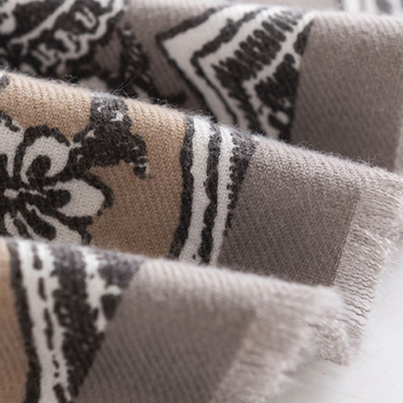 Buddha Stonesチベット民族フラワープリントショール秋冬ソフト暖かいスカーフラップ - image 7