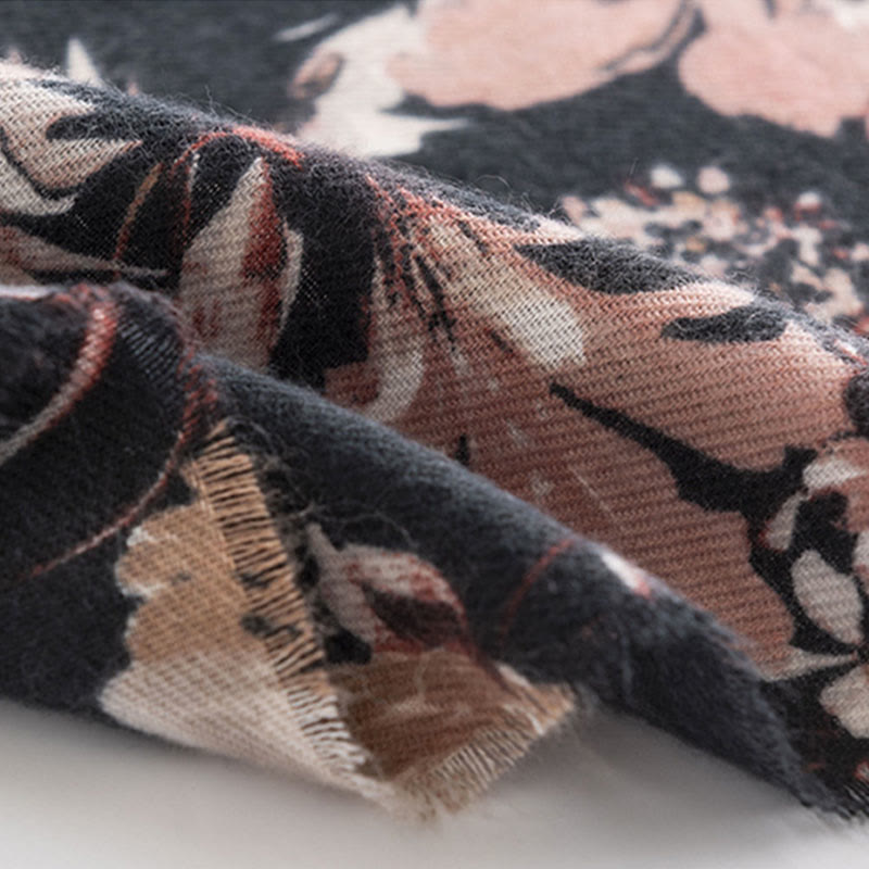 Buddha Stonesチベットの咲く菊バラの花柄ショール秋冬ソフト暖かいスカーフラップ - image 8