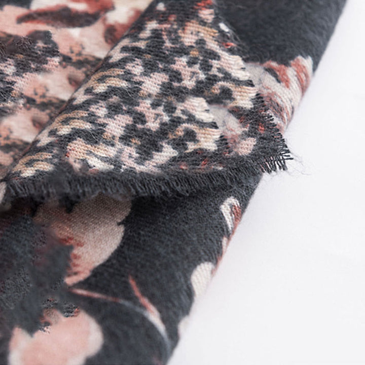 Buddha Stonesチベットの咲く菊バラの花柄ショール秋冬ソフト暖かいスカーフラップ - image 4