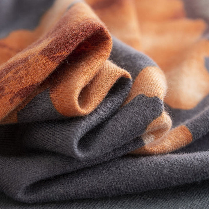 Buddha Stonesチベットショール 芸術的なスタイル ハイビスカス シリアカス プリント 秋冬 心地よい 暖かい スカーフ ラップ - image 3