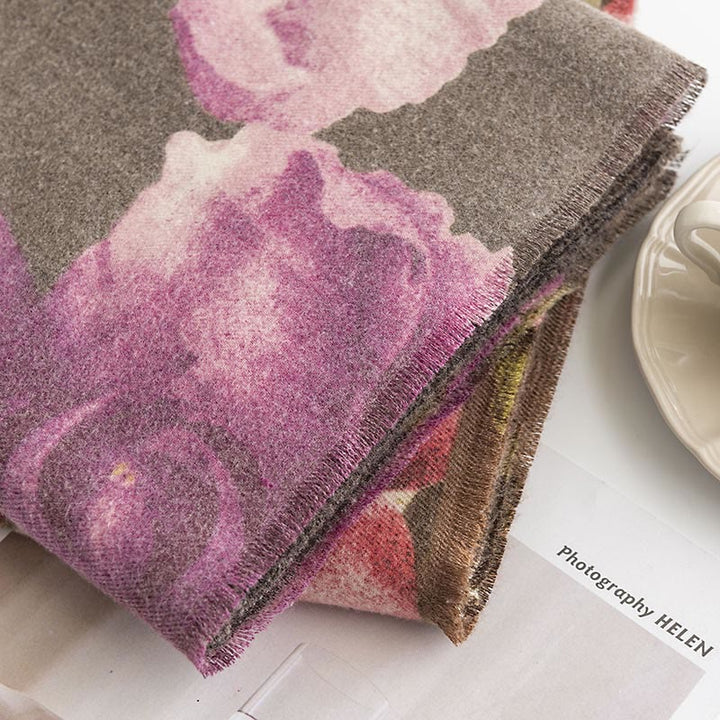 Buddha Stonesチベットショール 芸術的なスタイル ハイビスカス シリアカス プリント 秋冬 心地よい 暖かい スカーフ ラップ - image 22