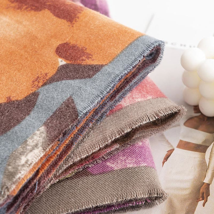 Buddha Stonesチベットショール 芸術的なスタイル ハイビスカス シリアカス プリント 秋冬 心地よい 暖かい スカーフ ラップ - image 21