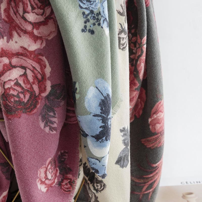 Buddha Stonesチベットショールガーデンスタイルローズフラワープリント秋冬ソフト暖かいスカーフラップ - image 14