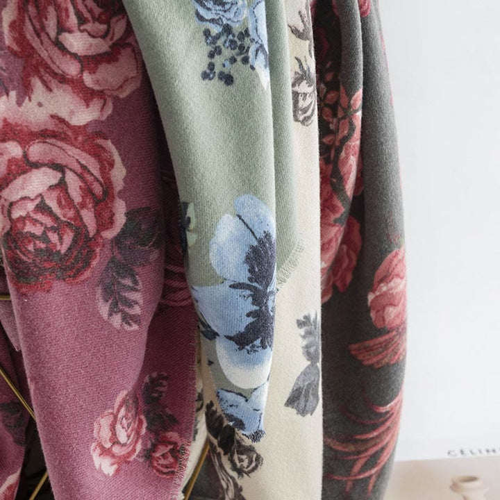 Buddha Stonesチベットショールガーデンスタイルローズフラワープリント秋冬ソフト暖かいスカーフラップ - image 14