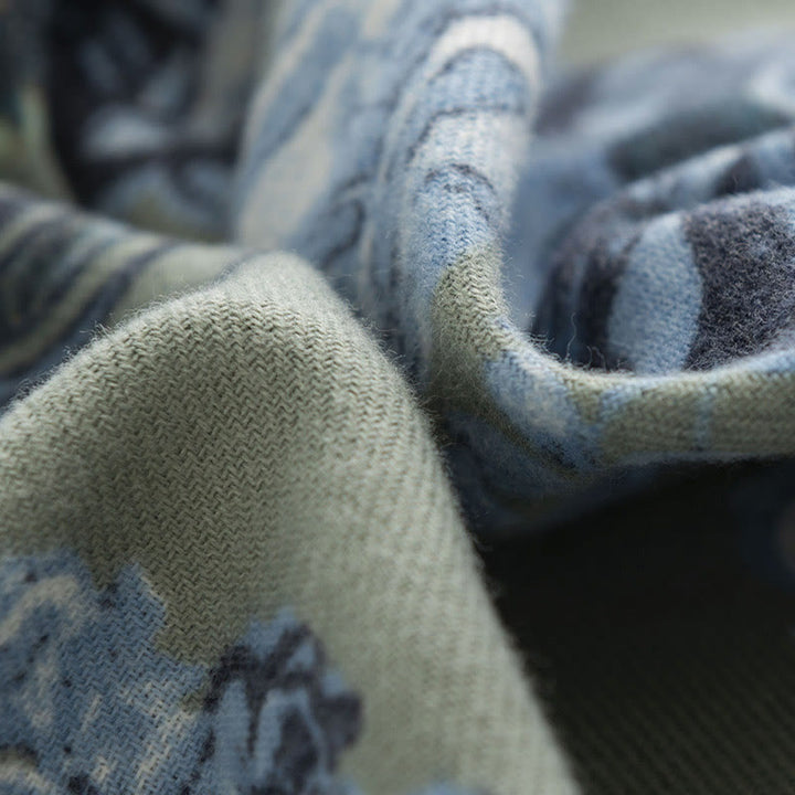 Buddha Stonesチベットショールガーデンスタイルローズフラワープリント秋冬ソフト暖かいスカーフラップ - image 4