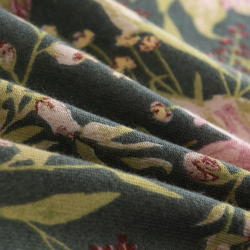 Buddha Stonesチベットショール 咲き誇る花 緑豊かな葉 プリント 秋冬 柔らかく暖かいスカーフ ラップ - image 7