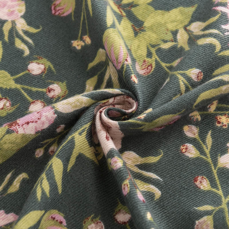 Buddha Stonesチベットショール 咲き誇る花 緑豊かな葉 プリント 秋冬 柔らかく暖かいスカーフ ラップ - image 6