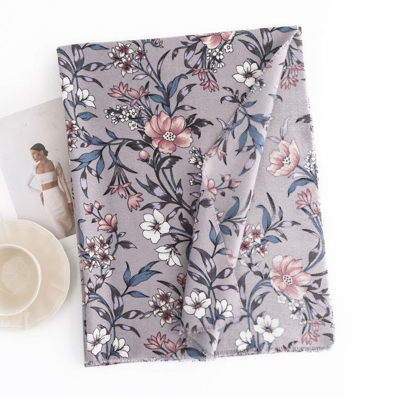 Buddha Stonesチベットショール レトロ 咲き誇る椿ジャポニカプリント 秋冬 ソフト 暖かい スカーフ ラップ - image 2