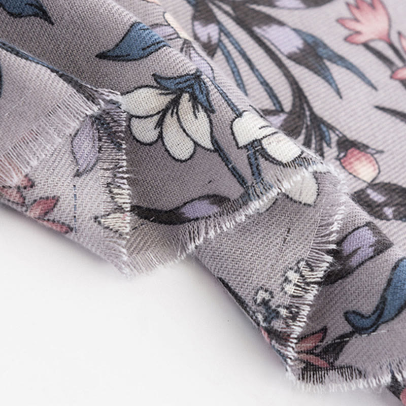 Buddha Stonesチベットショール レトロ 咲き誇る椿ジャポニカプリント 秋冬 ソフト 暖かい スカーフ ラップ - image 7