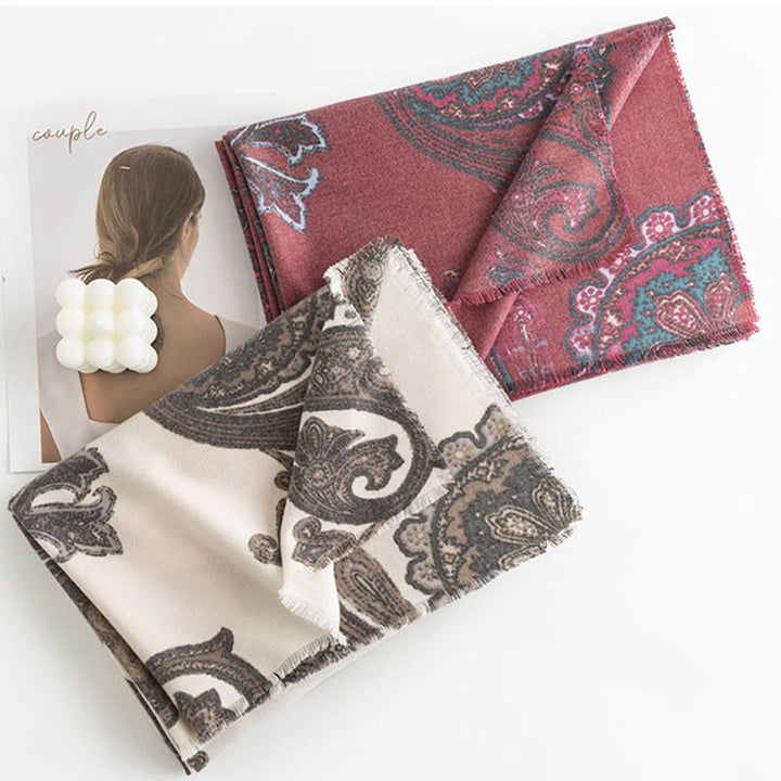 Buddha Stonesチベットペイズリープリントショール秋冬ソフト暖かいスカーフラップ - image 2