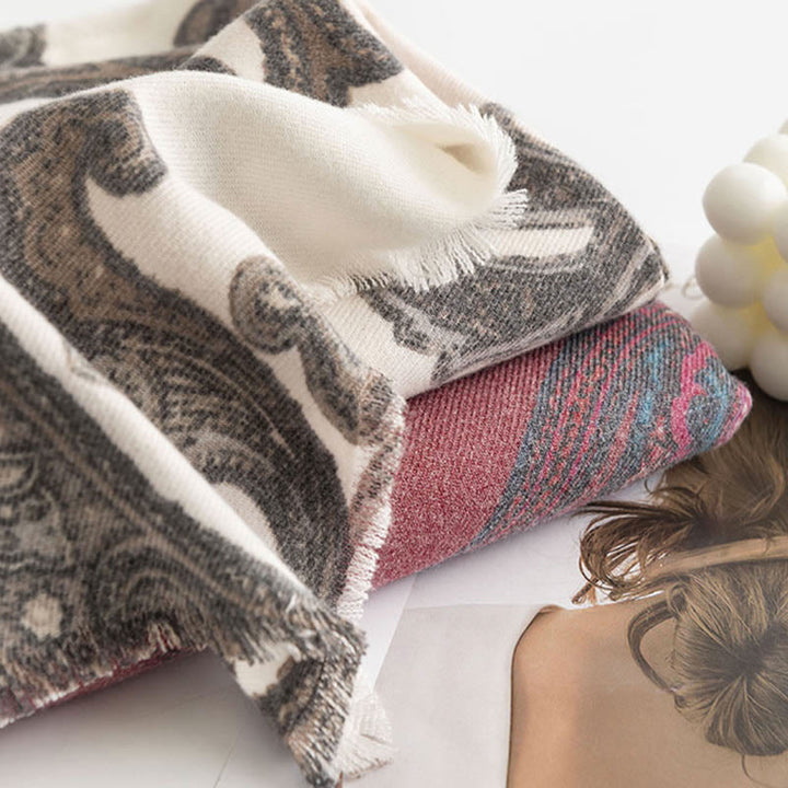 Buddha Stonesチベットペイズリープリントショール秋冬ソフト暖かいスカーフラップ - image 13