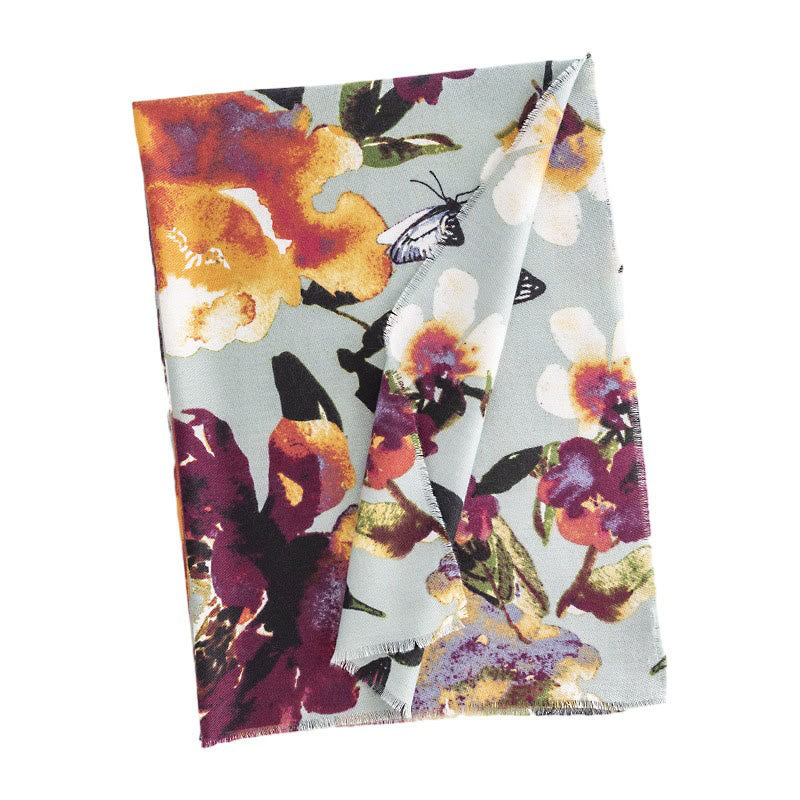 Buddha Stonesチベットのカラフルな蝶の花柄ショール秋冬ソフト暖かいスカーフラップ - image 10