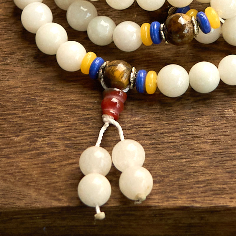 Buddha Stones 108 個入りマーラー数珠ビーズ 天然石 クォーツァイト 富と幸運ブレスレット - image 15