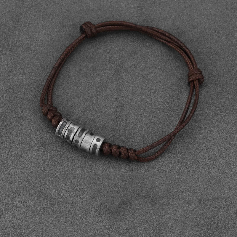 Buddha Stones999スターリングシルバー モールス信号ワックスロープ 祝福ブレスレット - 999スターリングシルバーブラウンワックスロープ（手首周り：14～21cm） - モールス信号:LUCKY - image 13