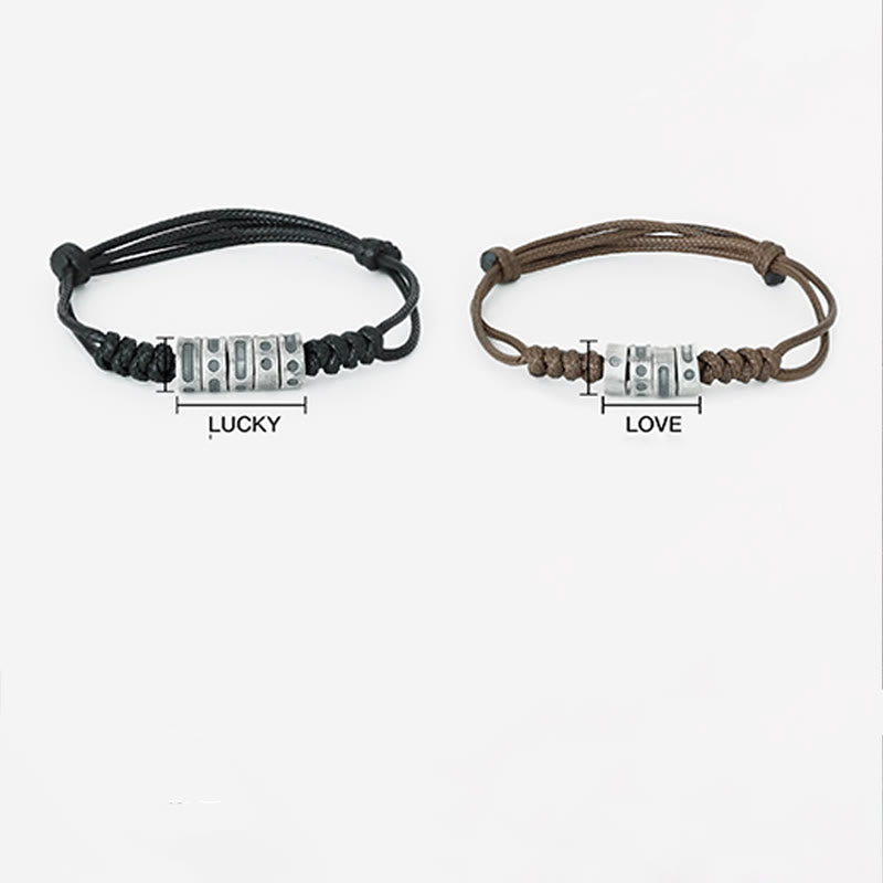 Buddha Stones999スターリングシルバー モールス信号ワックスロープ 祝福ブレスレット - image 5