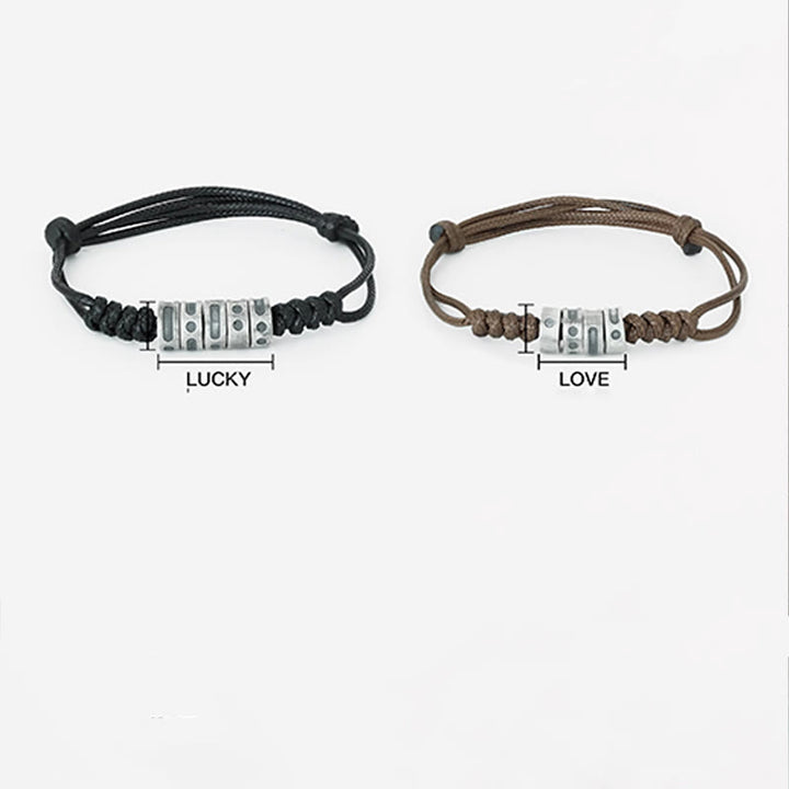 Buddha Stones999スターリングシルバー モールス信号ワックスロープ 祝福ブレスレット - image 5