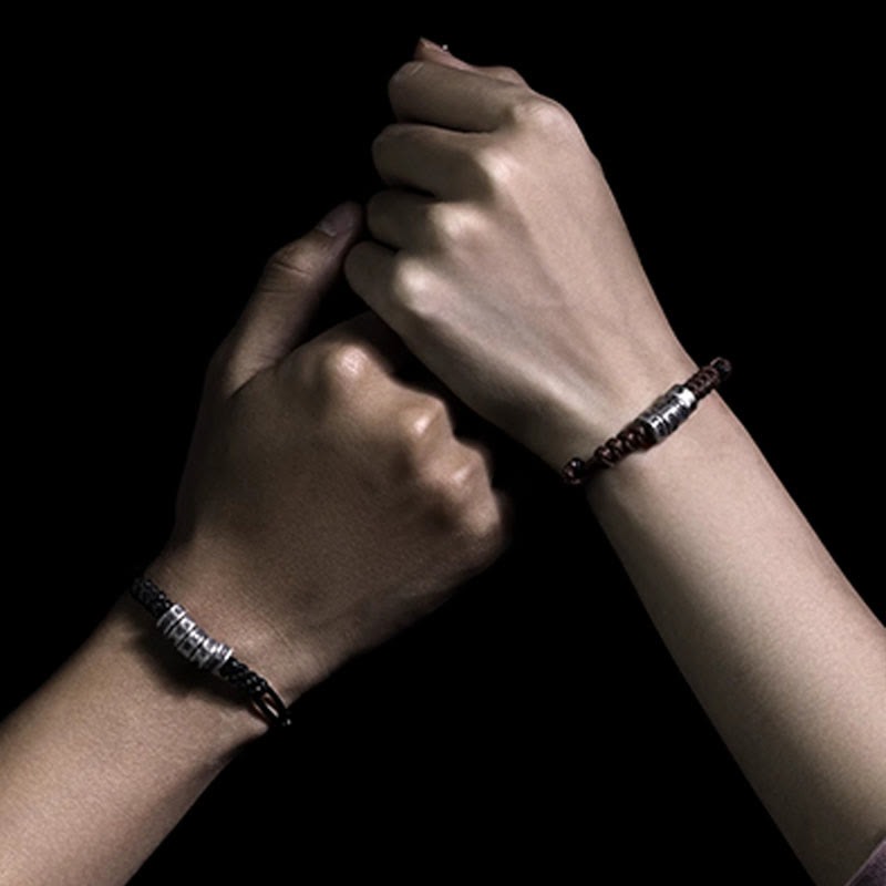 Buddha Stones999スターリングシルバー モールス信号ワックスロープ 祝福ブレスレット - image 15