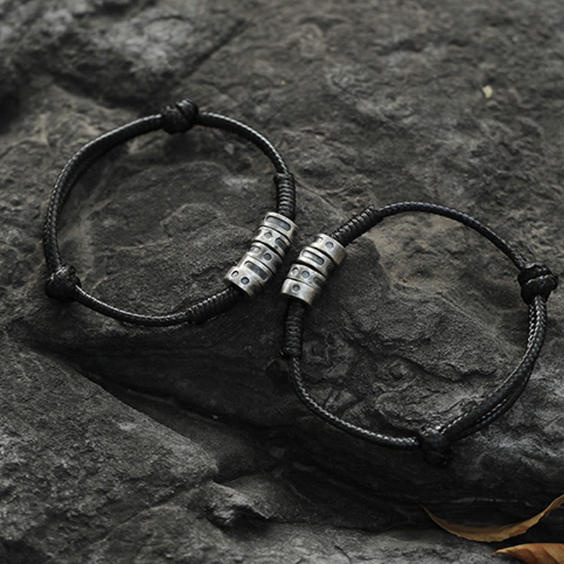 Buddha Stones999スターリングシルバー モールス信号ワックスロープ 祝福ブレスレット - image 10