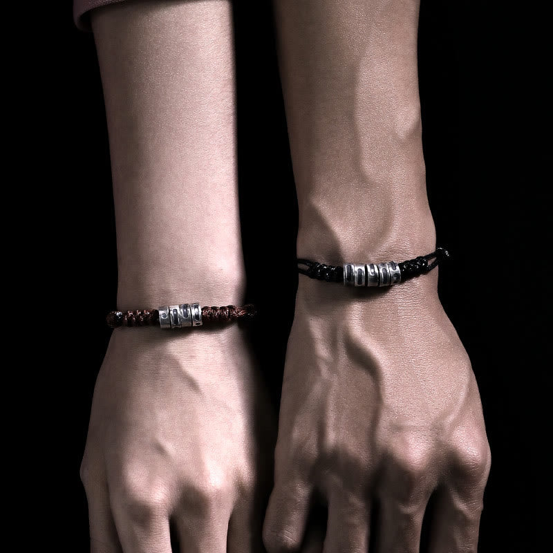 Buddha Stones999スターリングシルバー モールス信号ワックスロープ 祝福ブレスレット - image 18