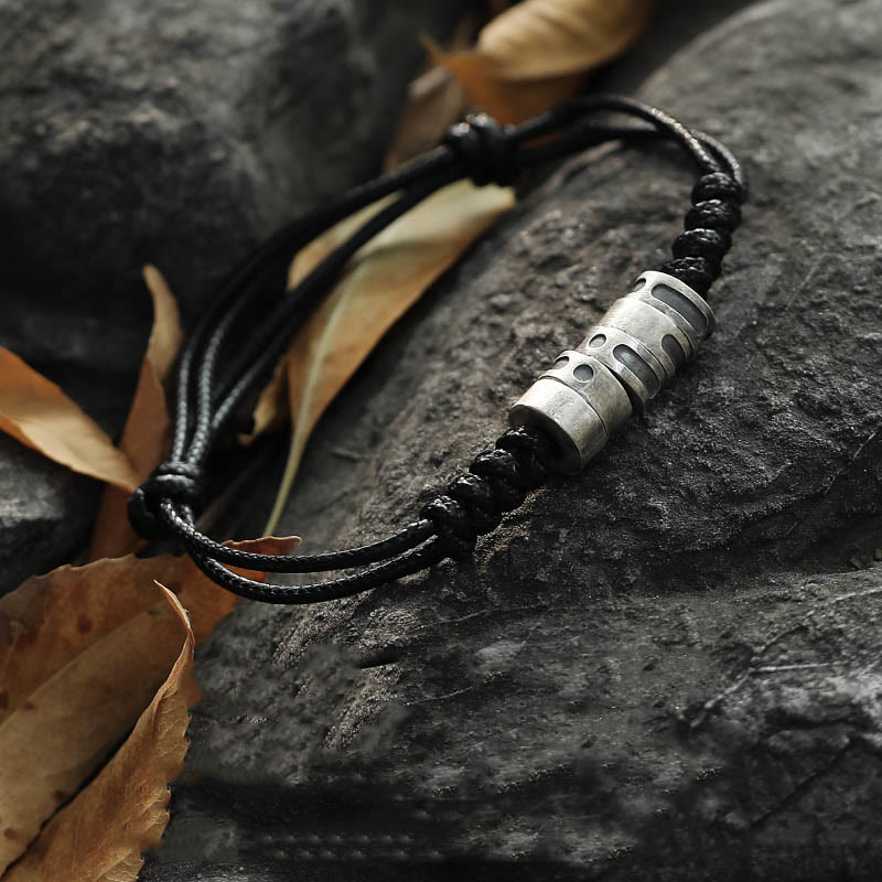 Buddha Stones999スターリングシルバー モールス信号ワックスロープ 祝福ブレスレット - image 3