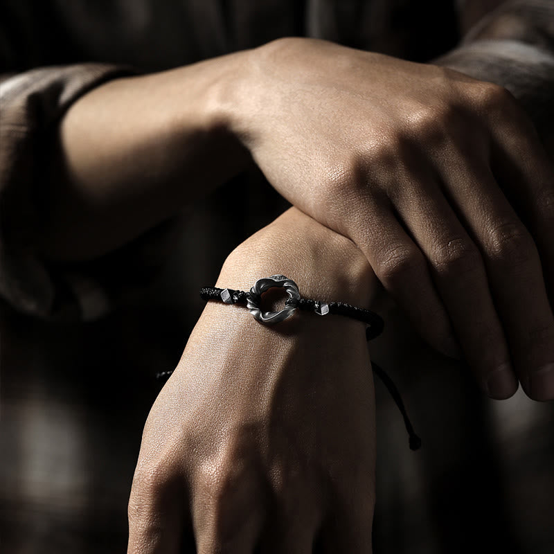 Buddha Stones999スターリングシルバー平和のお守りチャームブラックワックスロープ守護ブレスレット - image 17