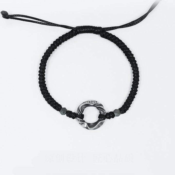 Buddha Stones999スターリングシルバー平和のお守りチャームブラックワックスロープ守護ブレスレット - image 12
